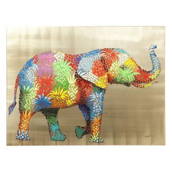 Obraz s ručními tahy Flower Elefant 90 × 120 cm