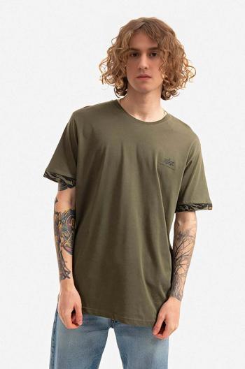 Bavlněné tričko Alpha Industries zelená barva, 106509.634-green