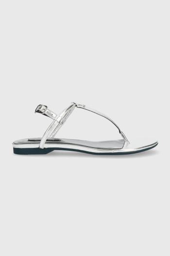Kožené sandály Patrizia Pepe dámské, stříbrná barva