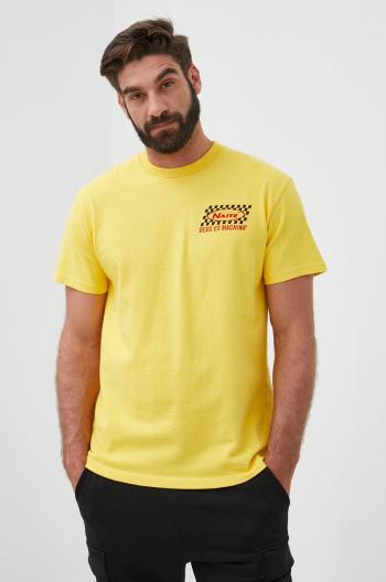 Bavlněné tričko Deus Ex Machina žlutá barva, s potiskem