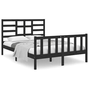 Rám postele černý masivní dřevo 140 × 190 cm, 3105909 (3105909)