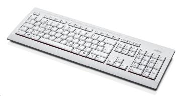 FUJITSU Klávesnice KB521 USB CZ US + 12 multimedia keys - postříkání odolná - marble grey - bílá