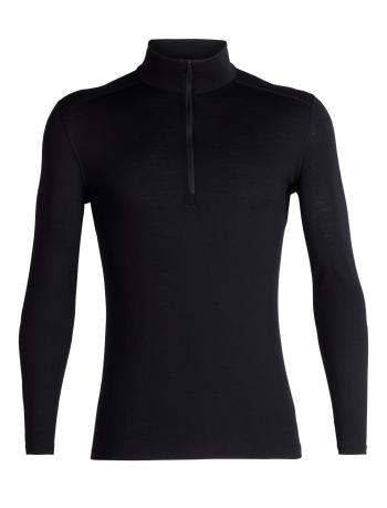 pánské merino triko dlouhý rukáv 1/2 zip ICEBREAKER Mens 200 Oasis LS Half Zip, Black velikost: M