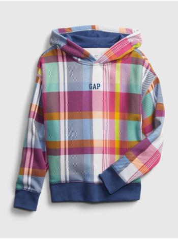 Barevná klučičí dětská mikina gap logo plaid hoodie