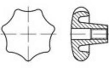 DIN 6336 umění.KU tvar K-St černá hvězdicová, K s závit.zdířka s půlkulatou ozubením Rozměry: K 80 M 16 TOOLCRAFT N/A 10 ks