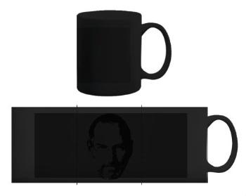 Černý hrnek Steve Jobs