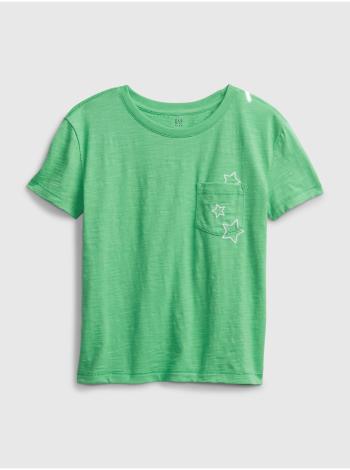 Zelené holčičí dětské tričko print pocket