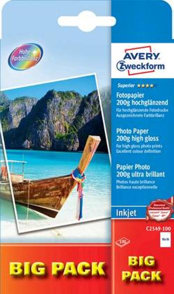 Fotopapír Avery-Zweckform BIG PACK C2549-100, vysoce lesklý, 10 x 15 cm, 200 g/m², 100 listů