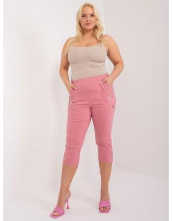 Dámské kalhoty plus size s 3/4 nohavicemi SINA růžové 