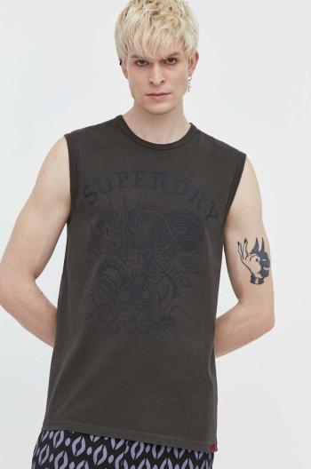 Bavlněné tričko Superdry zelená barva