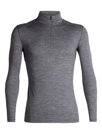 pánské merino triko dlouhý rukáv, 1/2 zip ICEBREAKER Mens 200 Oasis LS Half Zip, Gritstone Hthr velikost: M