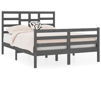 Rám postele šedý masivní dřevo 135 × 190 cm Double, 3105837 (3105837)