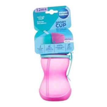 Canpol babies Active Cup Sport Cup With Flip-Top Straw Pink 370 ml hrneček pro děti