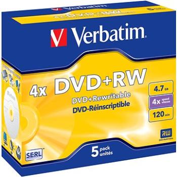 VERBATIM DVD+RW SERL 4,7GB, 4x, jewel case 5 ks (43229)