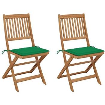 Skládací zahradní židle s poduškami 2 ks masivní akáciové dřevo, 3064649 (3064649)