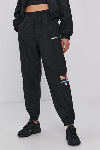 Kalhoty adidas Originals H22863 dámské, černá barva, s aplikací