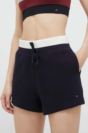 Kraťasy Tommy Hilfiger dámské, tmavomodrá barva, vzorované, high waist