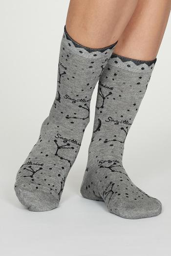 Šedé vzorované ponožky Sagittarius Bamboo Zodiac Star Sign Socks