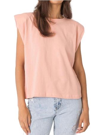 Světle růžové dámské tričko s ramenními vycpávkami vel. L