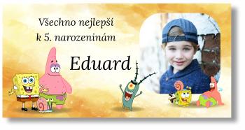 Narozeninový banner s fotkou - Spongebob Rozměr banner: 130 x 65 cm