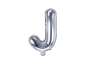 Balón foliový písmeno "J", 35 cm, stříbrný (NELZE PLNIT HELIEM) - xPartydeco