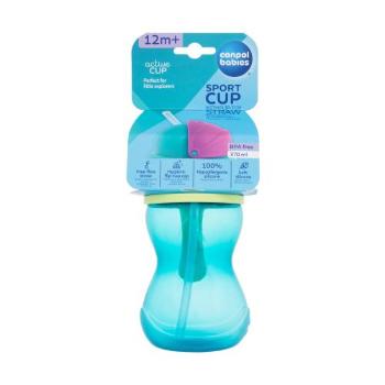 Canpol babies Active Cup Sport Cup With Flip-Top Straw Blue 370 ml hrneček pro děti