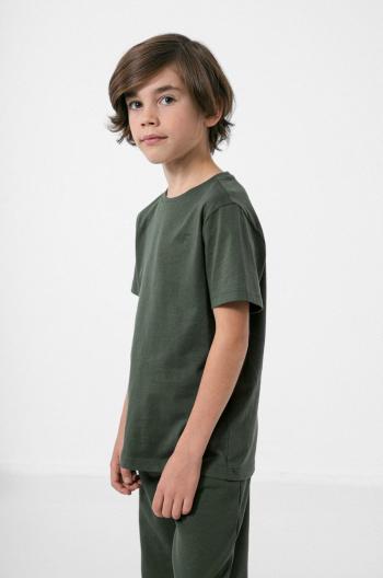 Dětské bavlněné tričko 4F zelená barva