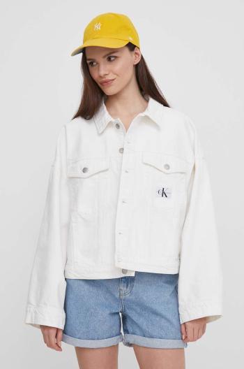 Džínová bunda Calvin Klein Jeans dámská, béžová barva, přechodná, oversize, J20J223430