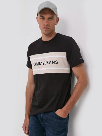 Tommy Jeans pánské černé triko STRIPE COLORBLOCK