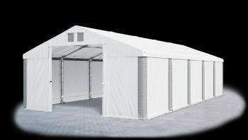 Garážový stan 8x8x4m střecha PVC 560g/m2 boky PVC 500g/m2 konstrukce ZIMA Bílá Bílá Šedé