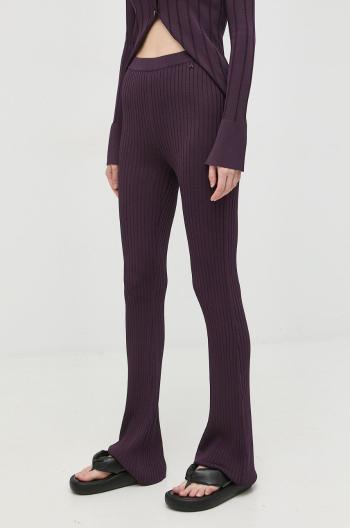 Kalhoty Patrizia Pepe dámské, fialová barva, přiléhavé, high waist