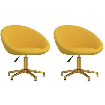 Jídelní židle 2 ks žluté samet, 330481 (330481)