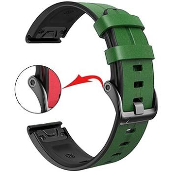 X-Site silikon/kožený pro Garmin QuickFit 22mm, zelený (ERSQCKL-006G22)