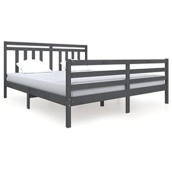 Rám postele šedý masivní dřevo 180 × 200 cm Super King, 3100671 (3100671)