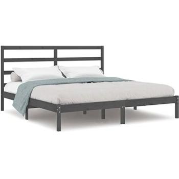 Rám postele šedý masivní dřevo 180 × 200 cm Super King, 3104950 (3104950)