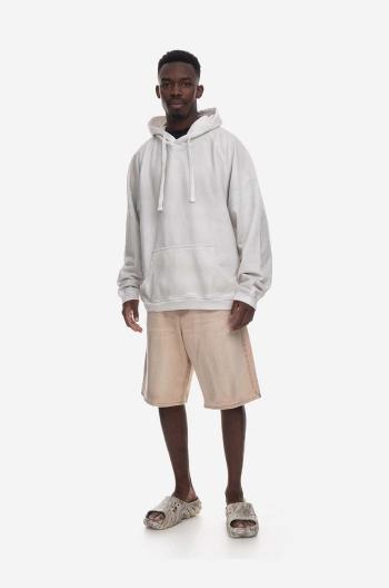 Bavlněná mikina Guess Washed Hoodie pánská, šedá barva, s kapucí, vzorovaná, M2BQ00KBB40 G1CG