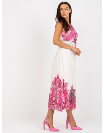 Dámské šaty s potisky midi plisované ALANNA růžové  