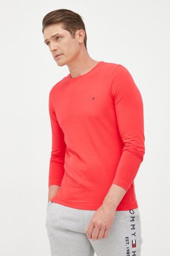 Tričko s dlouhým rukávem Tommy Hilfiger červená barva