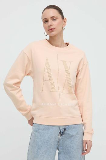 Bavlněná mikina Armani Exchange dámská, bílá barva, s aplikací, 8NYM01 YJ68Z NOS