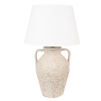 Béžová terakotová stolní lampa Teracci s bílým stínidlem -  Ø 40*65 cm 6LMC0084