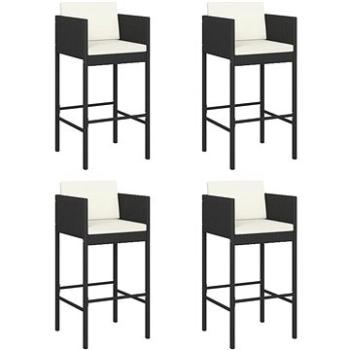 Barové stoličky 4 ks s poduškami černé polyratan, 316660 (316660)