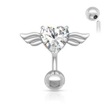 Šperky4U Piercing do pupíku - okřídlené srdce - WP01006-C