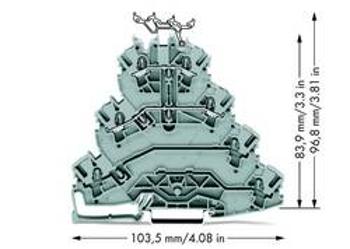 Čtyřnásobná průchodková svorka WAGO 2002-4111, osazení: L1, L2, pružinová svorka, 5.20 mm, šedá, 25 ks