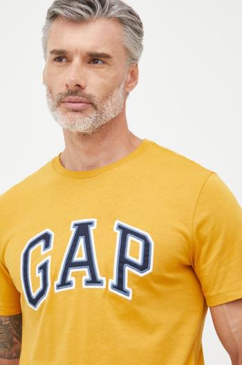Bavlněné tričko GAP hnědá barva, s aplikací