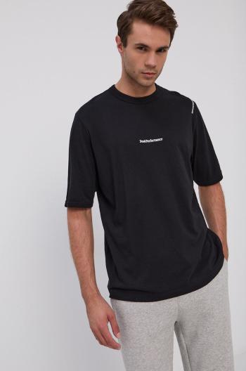 Bavlněné tričko Peak Performance černá barva, hladké