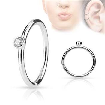 Šperky4U Piercing do nosu/ucha kruh s kamínkem - N01161-C