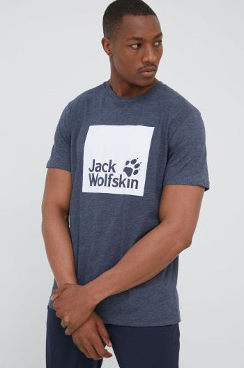 Tričko Jack Wolfskin tmavomodrá barva, s potiskem