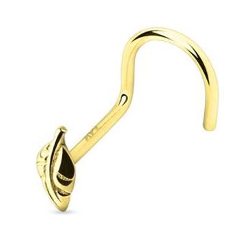 Šperky4U Zlatý piercing do nosu  - lístek, Au 585/1000 - ZL01190-YG