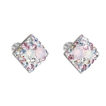 Stříbrné náušnice pecka s krystaly Swarovski růžový kosočtverec 31169.3, rose, water, opal,, luminous, green,, light, sapphire,, white, opal,, lig