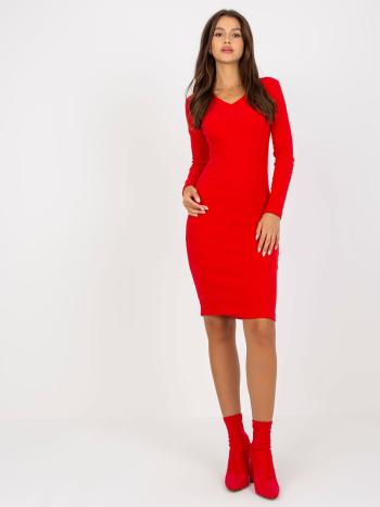 ČERVENÉ BASIC ŠATY S DLOUHÝM RUKÁVEM -EM-SK-673.78P-RED Velikost: ONE SIZE